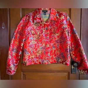 Red Vintage Spenser Jeremy brocade Asian Jacket metal buttons